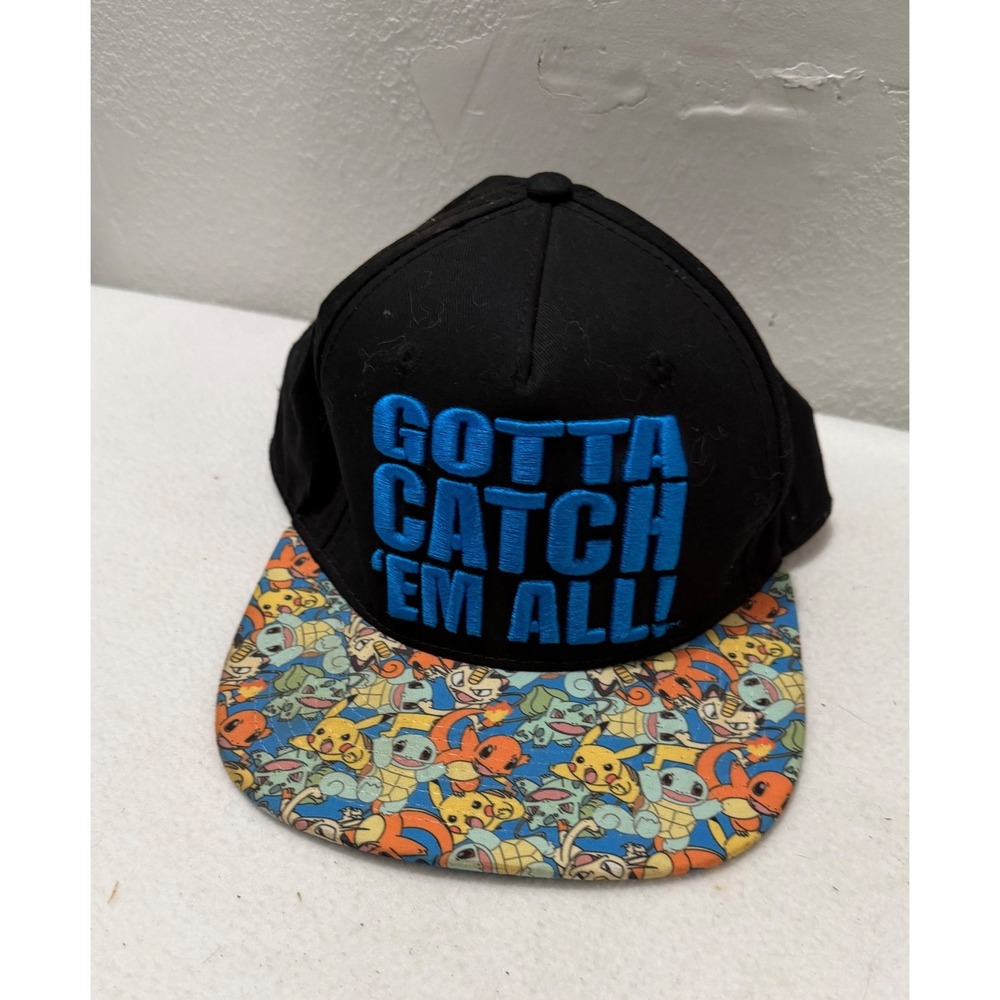 Pokemon Gotta Catch 'Em All Snapback Hat Black Blue Character Print Bill 2017